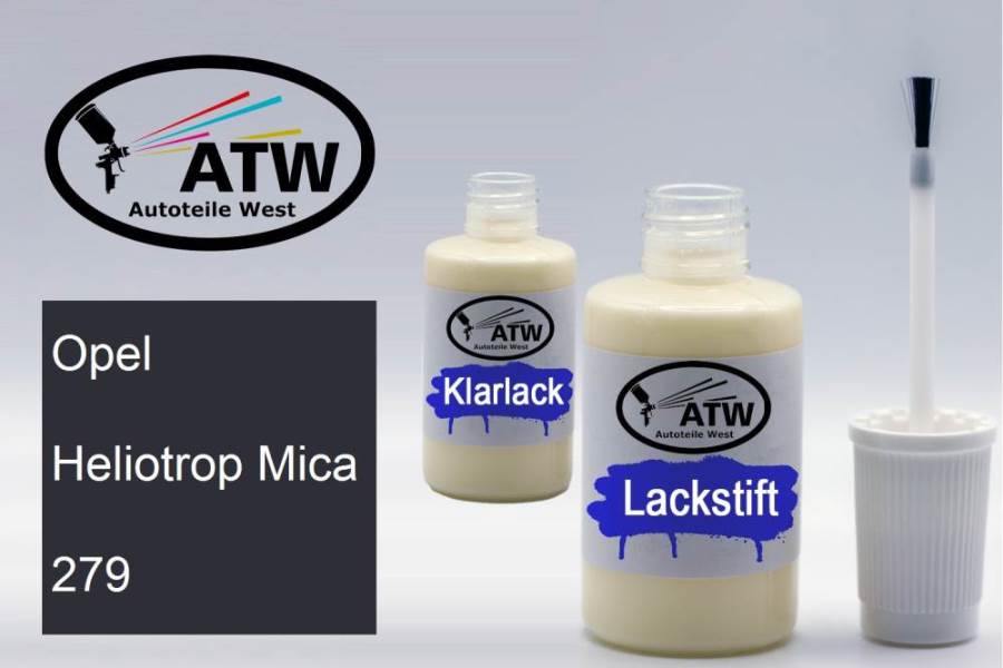 Opel, Heliotrop Mica, 279: 20ml Lackstift + 20ml Klarlack - Set, von ATW Autoteile West.